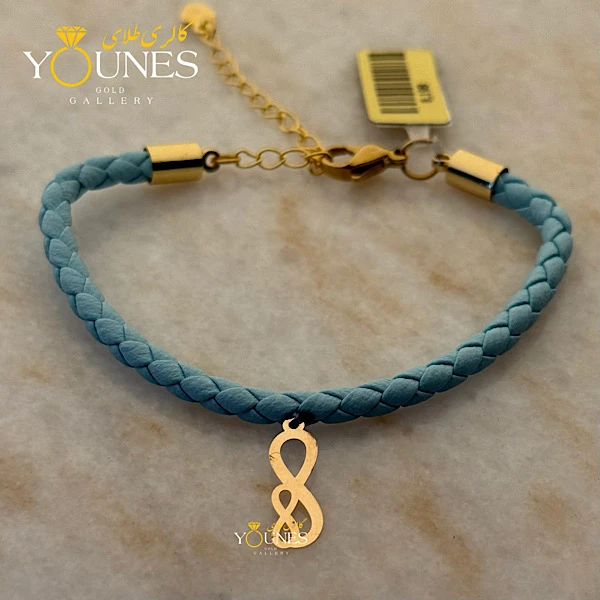 دستبند چرم اینفینیتی طلا